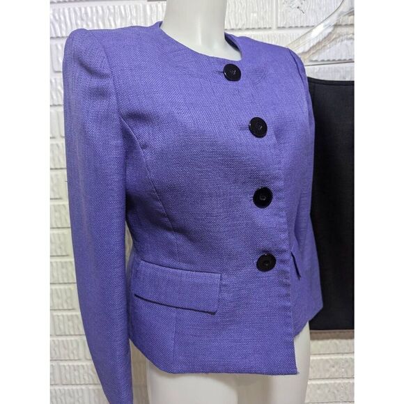 Le Suit Women's Purple & Black Solid Jacket & Skirt Suit Set Size 8P - Picture 5 of 8